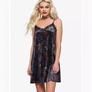 Roses & Butterflies Velvet Slip Dress